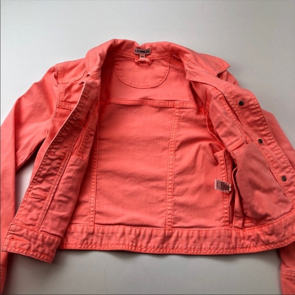 Express Jean Jacket Neon Orange XS - Picture 2 of 6